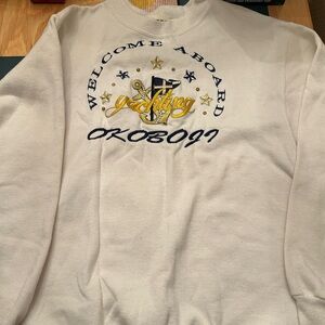 Vintage Welcome Aboard Lake Okiboji Yatching sweatshirt. Adult size small. Gold